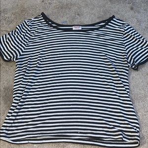 black and white striped crop top